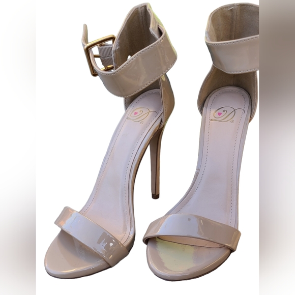 My Delicious Canter Dark Beige Patent Ankle Strap Heels - Picture 5 of 5